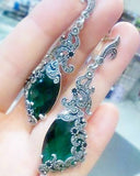 Armenian jewelry Green Marcasite EARRINGS Very long Green accessories