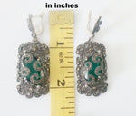 Emerald green EARRINGS marcasite STERLING SILVER 925