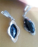 Earrings Black jewelry STERLING SILVER 925