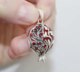 Pomegranate red stone STERLING SILVER 925 red
