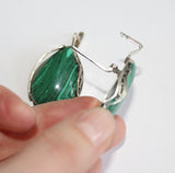 Malachite green SET earrings and ring STERLING SILVER 925