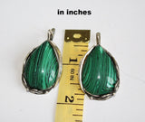Green Malachite earrings STERLING SILVER 925