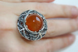 Honey carnelian SET earrings and ring STERLING SILVER 925