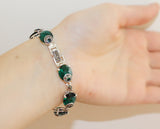 Marcasite bracelet silver 925 tudor jewelry Green stones