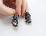 Earrings Natural silicon stone druzy jewelry STERLING SILVER 925