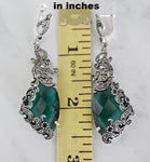Earrings Marcasite Emerald green SILVER 925