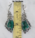 Earrings Marcasite Emerald green SILVER 925