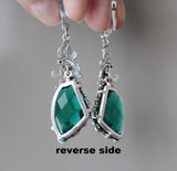 Earrings Marcasite Emerald green SILVER 925