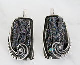 Earrings Natural silicon stone druzy jewelry STERLING SILVER 925