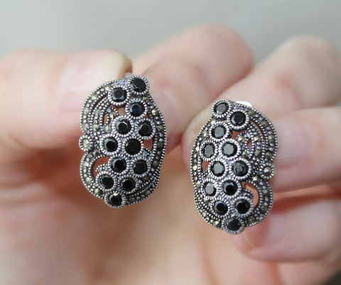 Black onyx earrings SILVER 925