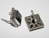 Black onyx earrings square SILVER 925 jewelry