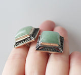 Jade earrings green STERLING SILVER 925