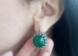 Jade SET earrings ring pendant green STERLING SILVER 925