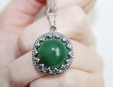 Jade SET earrings ring pendant green STERLING SILVER 925