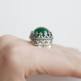 Jade SET earrings ring pendant green STERLING SILVER 925