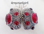 Earrings SILVER 925 Armenian jewelry Multi stone red feligran jewellery