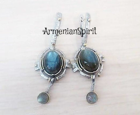 Labradorite blue earrings Sterling SILVER 925 gemstone