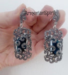 Dangle earrings Navy stone drop earring Very long Blue stone jewelry STERLING SILVER 925