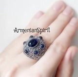 Dome earrings Navy blue Sterling 925 vendome earrings dark blue