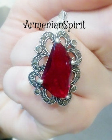Small Pendant choker marcasite jewelry STERLING SILVER 925