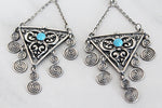Very long earrings light blue earring Silver Bohemian jewelry