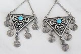 Very long earrings light blue earring Silver Bohemian jewelry