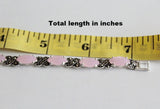 Marcasite bracelet matte pink quartz STERLING SILVER 925
