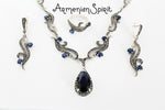 SILVER 925 necklace lab topaz Drop pendant SET earrings and ring