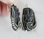 Earrings Natural silicon stone druzy jewelry STERLING SILVER 925