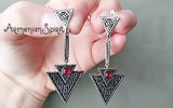 Earrings Lab Garnet stone SILVER 925