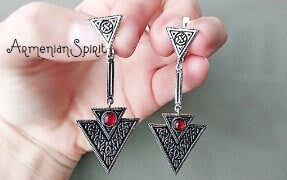 Earrings Lab Garnet stone SILVER 925