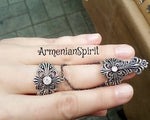 Double ring Sterling silver 925 Armenian jewelry armor full finger Adjustable ring
