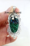Malachite pendant filigree STERLING SILVER 925