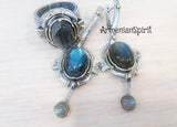 Labradorite blue earrings Sterling SILVER 925 gemstone