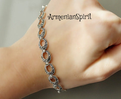 Marcasite bracelet Delicate bracelets narrow STERLING SILVER 925