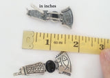 Fish jewelry Silver 925 earrings with black onyx women