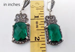 Earrings and ring green Marcasite SET SILVER 925