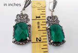 Luxury jewelry Silver 925 green topaz Victorian Earrings Marcasite