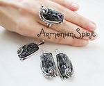 Gemstone druzy Earrings Ring adjustable Pendant STERLING SILVER 925
