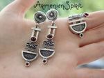 Earrings Garnet gem stone SILVER STERLING 925 Ethnic jewels