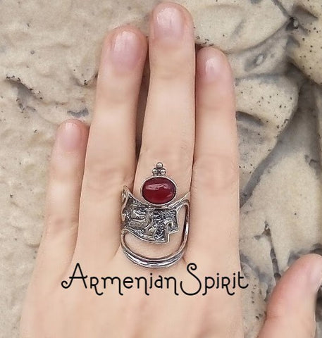 Garnet rings jewelry handmade STERLING SILVER 925 Ring