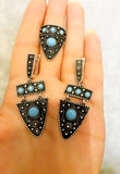 Goth women gift lab turquoise light blue Sterling silver 925