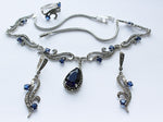 SILVER 925 necklace lab topaz Drop pendant SET earrings and ring