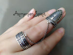 Double ring black SILVER 925 white zircons