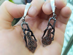 Very long earrings 925 SILVER petroglyphs pattern unusual Ancient