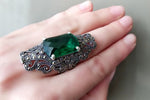 Earrings and ring green Marcasite SET SILVER 925