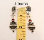 Earrings Garnet gem stone SILVER STERLING 925 Ethnic jewels