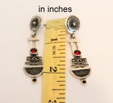 Earrings Garnet gem stone SILVER STERLING 925 Ethnic jewels