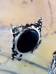 Earrings grape vine Very long Black onyx