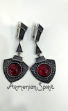 Lab Garnet earrings and ring SILVER 925 handmade jewelry Bohemian